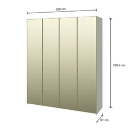 ตู้เสื้อผ้า 4 บาน รุ่นอิตัล-สมาร์ท ขนาด 2 เมตร - สีโทป/ทอง