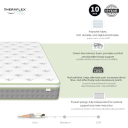ที่นอน THERAFLEX รุ่นเซนเต้ ขนาด 5 ฟุต หนา 10 นิ้ว - สีขาว/เขียวอ่อน