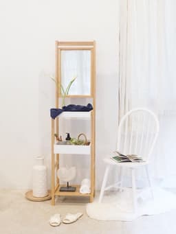 ชั้นวางของ 3 ชั้น พร้อมกระจก รุ่นเอลวิต้า - สีธรรมชาติ