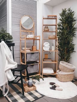 ชั้นวางในห้องน้ำ 7 ชั้น รุ่นเอลวิด้า สูง 163 ซม. - สีธรรมชาติ