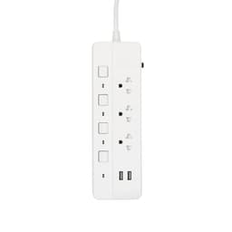 ปลั๊กไฟ 3 ช่อง 1 สวิตซ์ 2 USB ว๊อกซ์ ขนาด 3 เมตร 3421 - สีขาว