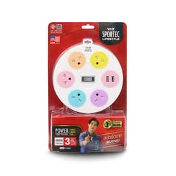 ปลั๊กไฟ 5 ช่อง 1 สวิตซ์ 2 USB ว๊อกซ์ ขนาด 3 เมตร 5121 - คละสี