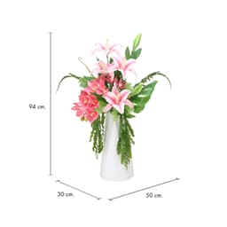 ดอกไม้ในแจกัน รุ่นลิลลี่-ออร์คิด - สีชมพู/ขาว