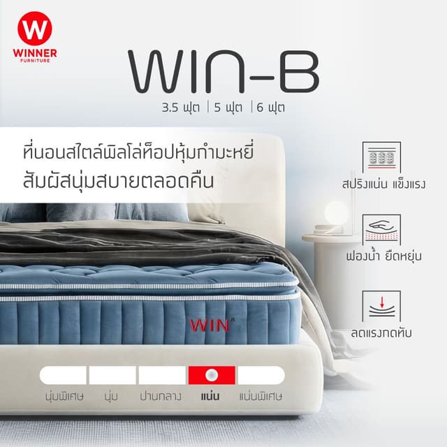 ที่นอน รุ่นวิน-บี ขนาด 3.5 ฟุต - สีฟ้าเข้ม