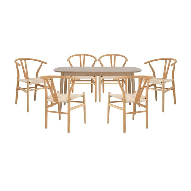 ชุดโต๊ะอาหาร 6 ที่นั่ง รุ่นอาร์โขว่ - สีโอ๊ค มีล/ธรรมชาติ