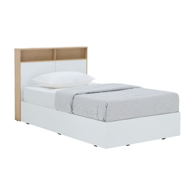 Furinbox เตียงนอน รุ่นคาร์เนชั่น ขนาด 3.5 ฟุต - สีขาว/ธรรมชาติ